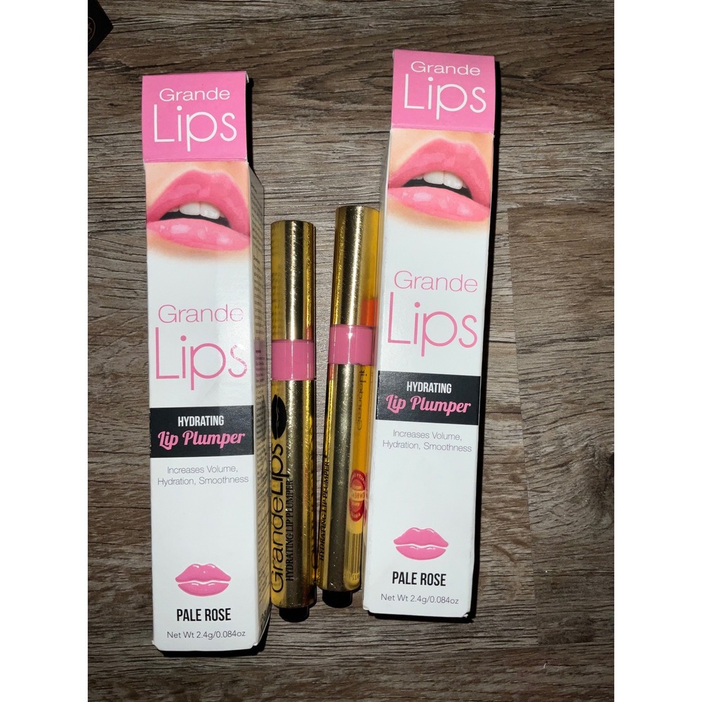 Grande Cosmetics GrandeLips Lip Plumper Pale Rose Hydrating Glossy Set of 2 NIB